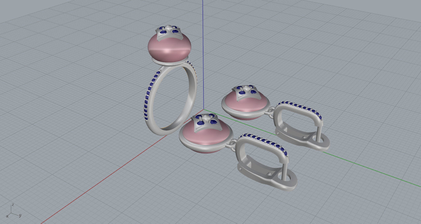 Ring and Earrings 3D print model 3D print model_15