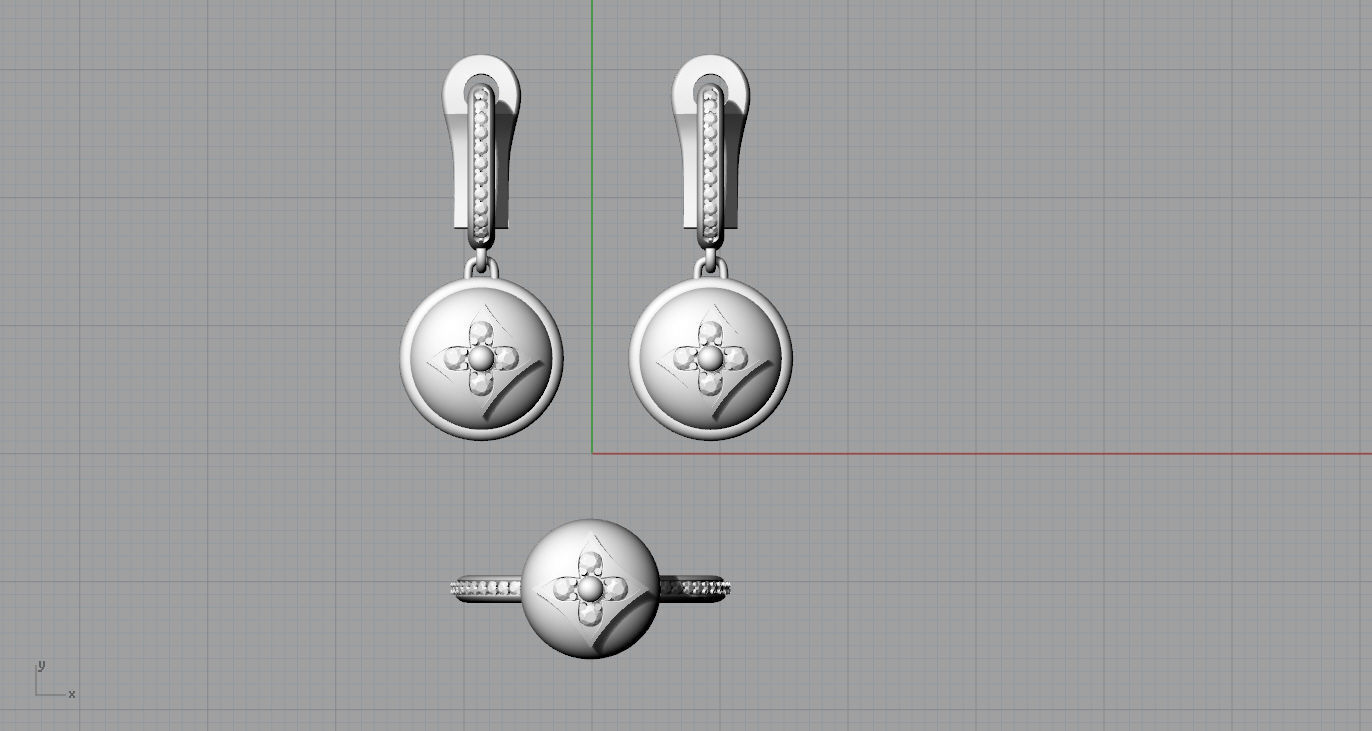 Ring and Earrings 3D print model 3D print model_6