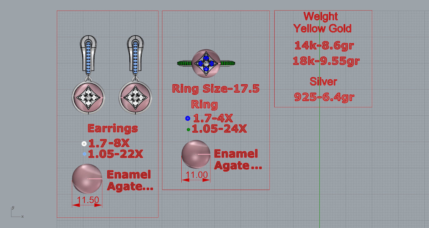 Ring and Earrings 3D print model 3D print model_5