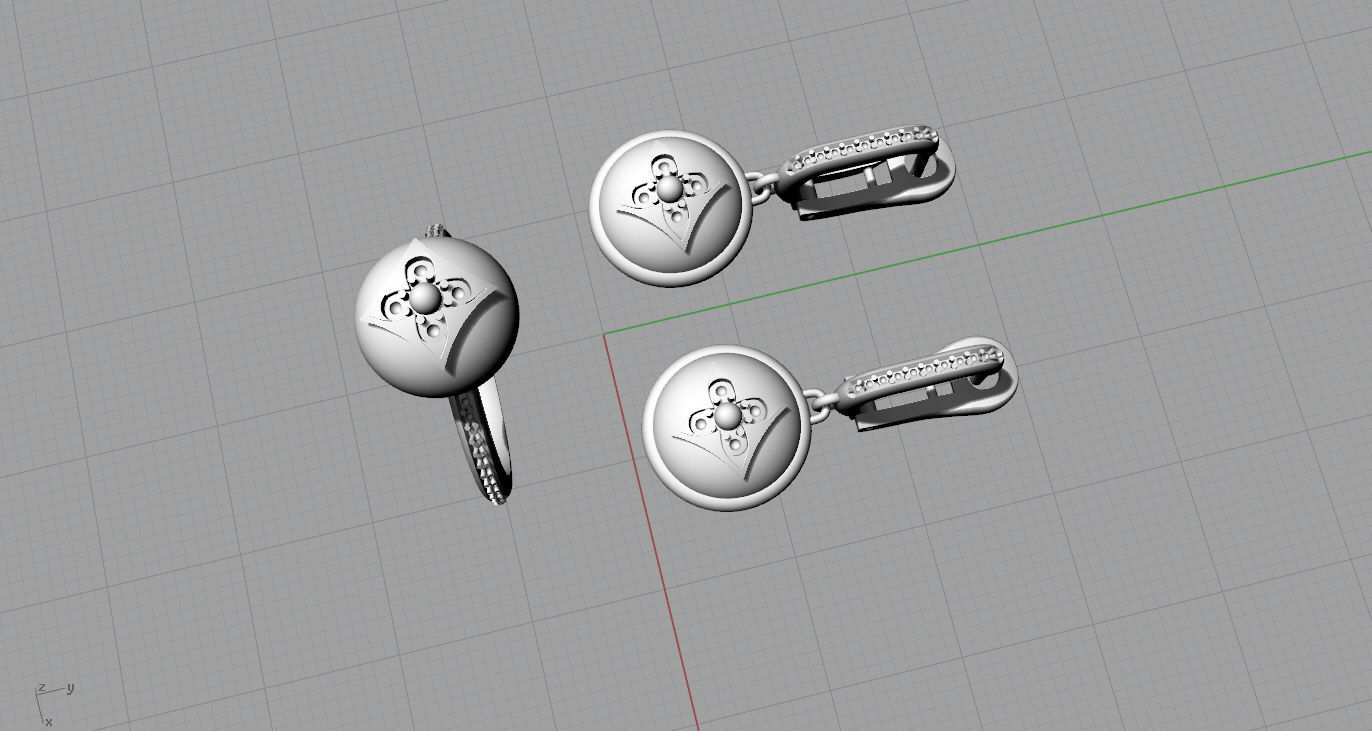 Ring and Earrings 3D print model 3D print model_12