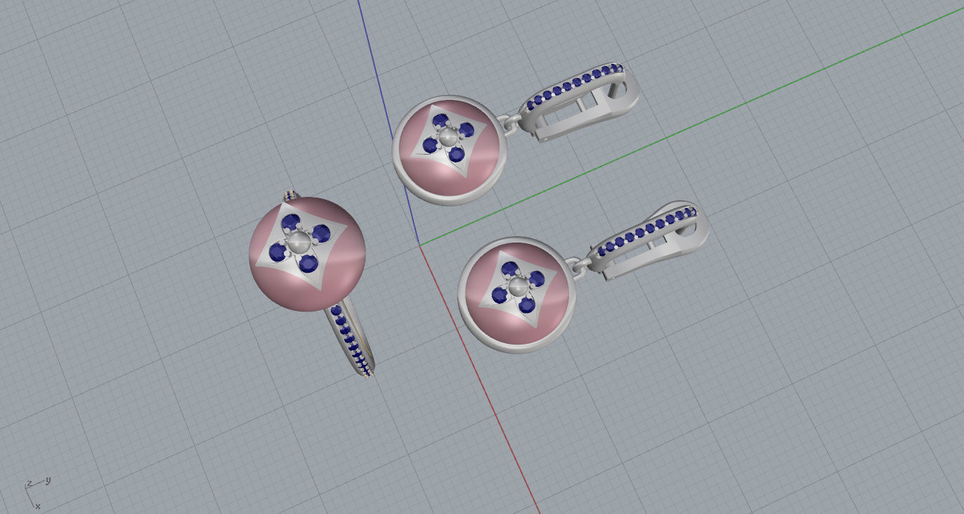 Ring and Earrings 3D print model 3D print model_17