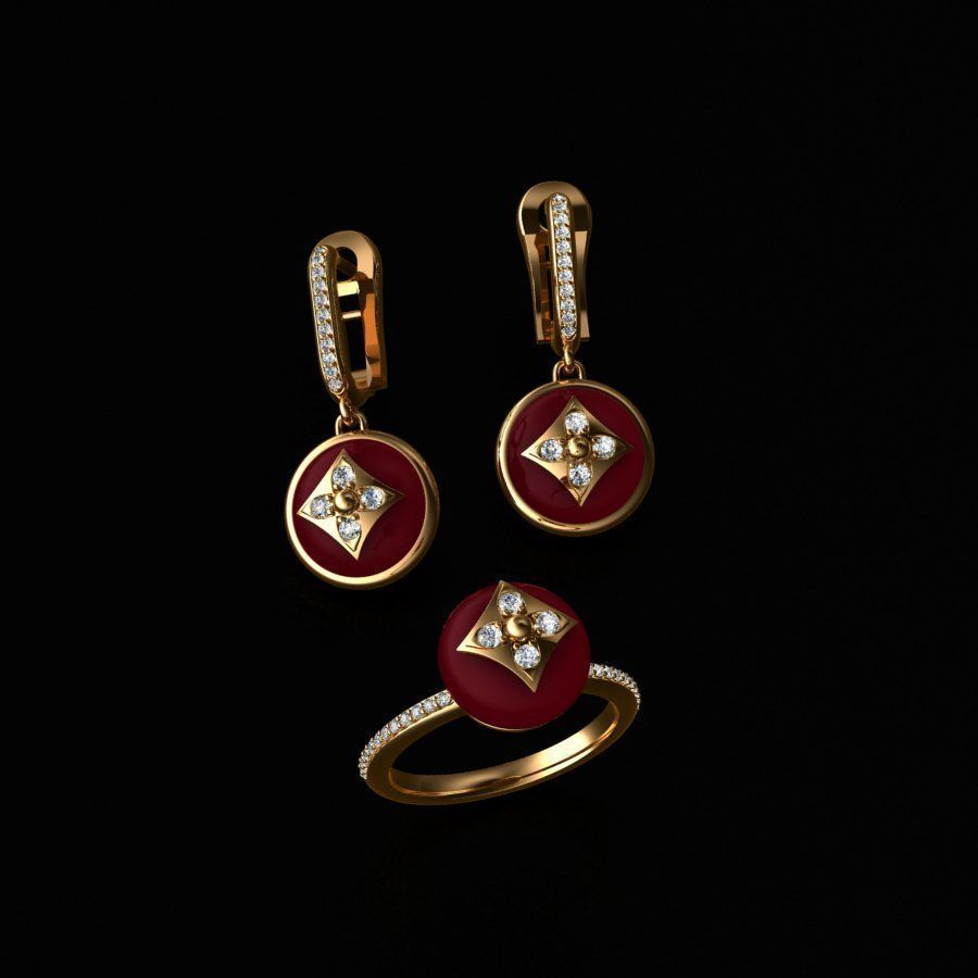 Ring and Earrings 3D print model 3D print model_2