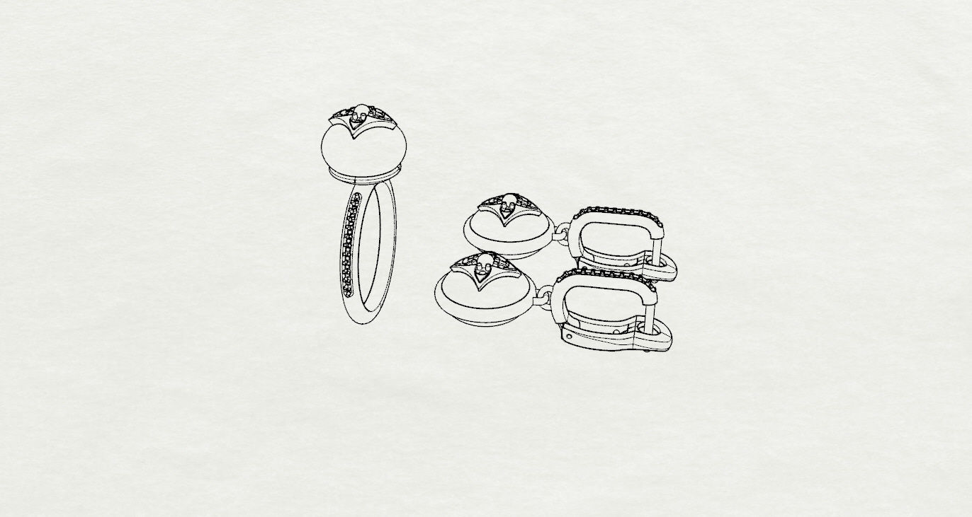 Ring and Earrings 3D print model 3D print model_18