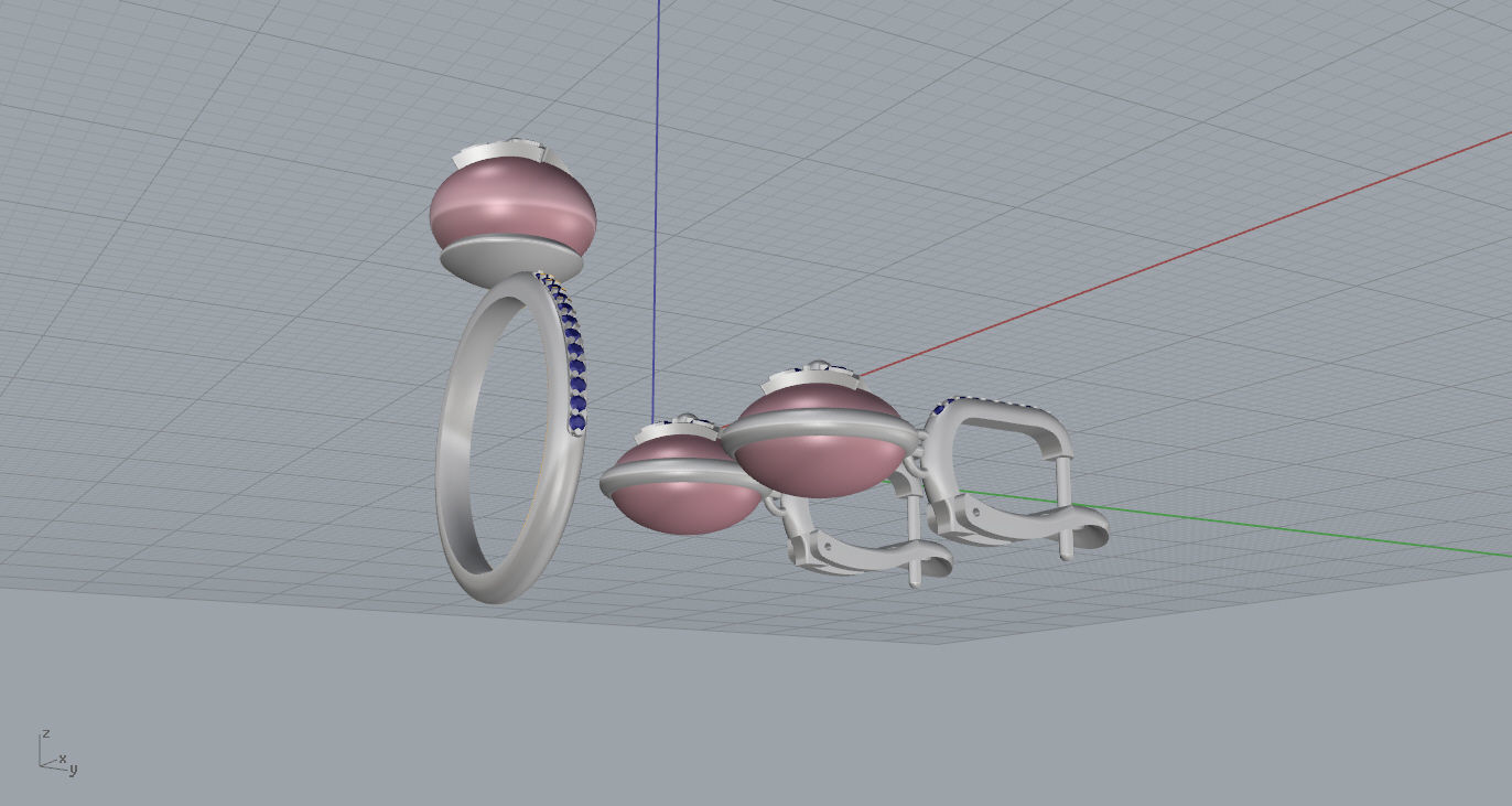 Ring and Earrings 3D print model 3D print model_16