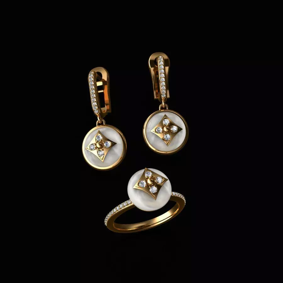 Ring and Earrings 3D print model 3D print model_0