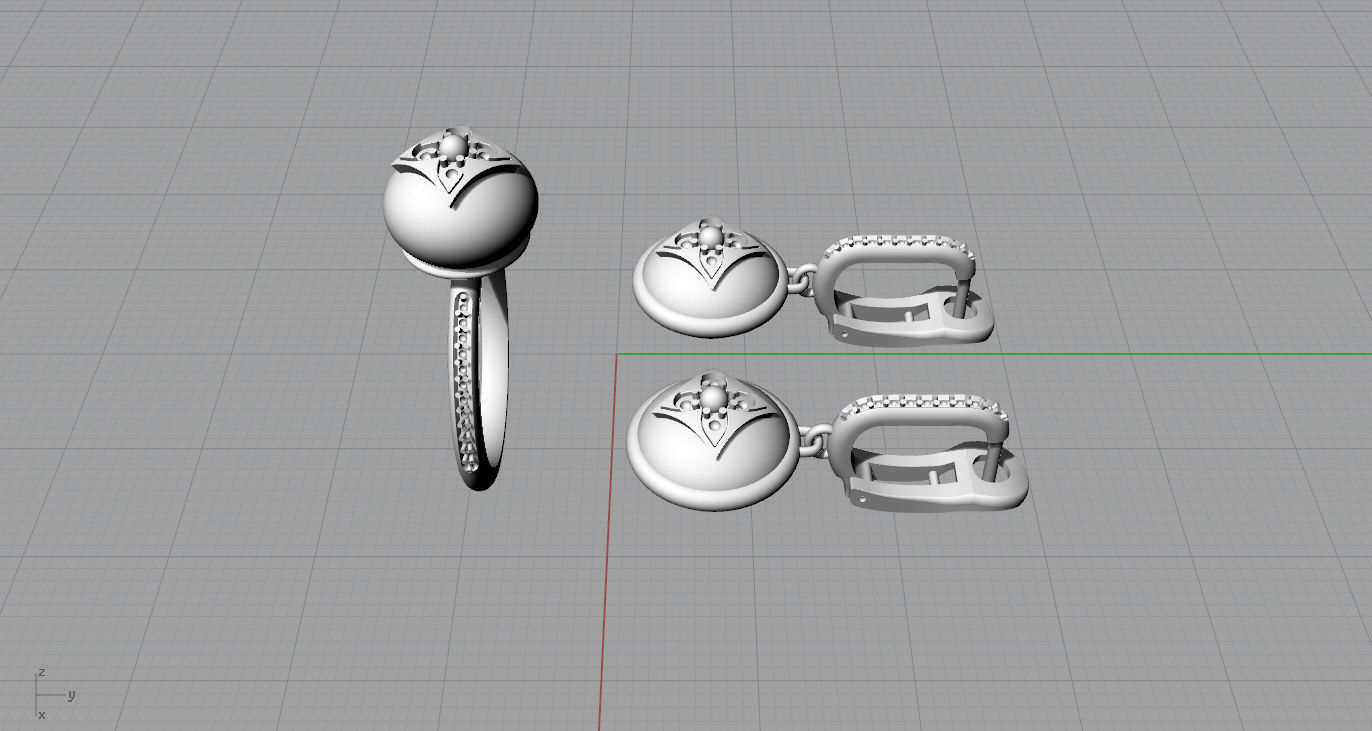 Ring and Earrings 3D print model 3D print model_13