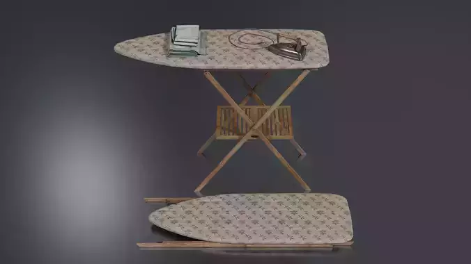 Vintage Ironing Table And Iron