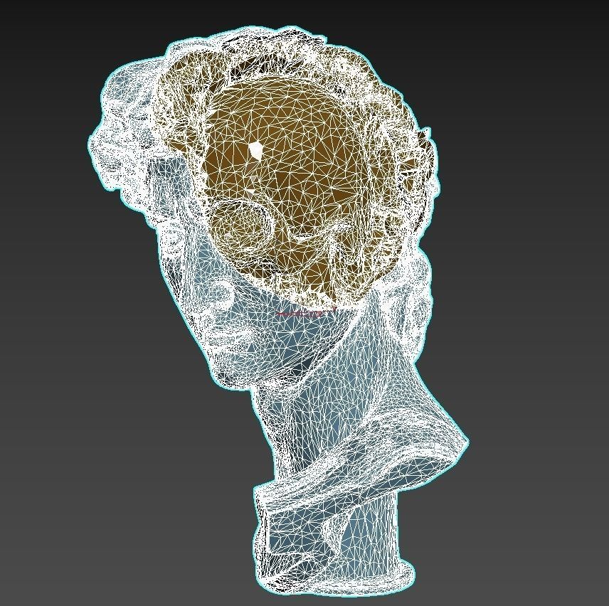 Ruined antique bust with insides of a skull 3D model_6