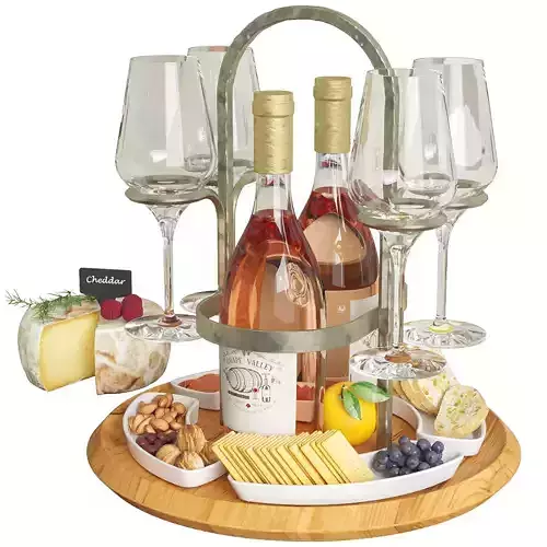 Rose wine with fruit and cheese
