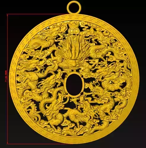 Pendant dragon china v3 3D print model