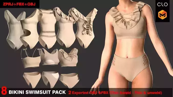 8 BIKINI SWIMSUIT PACK  3D model 8 BIKINI SWIMSUIT PACK  3D model