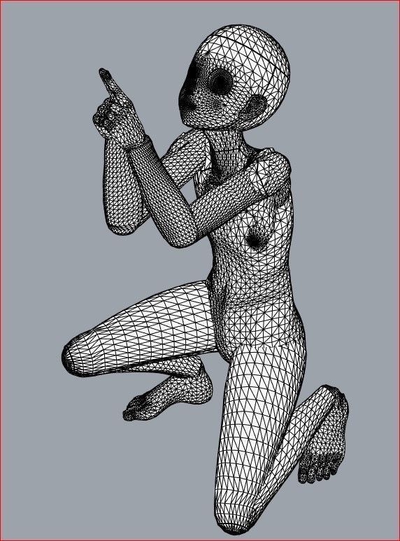 millennium female crouching 3D print model_3