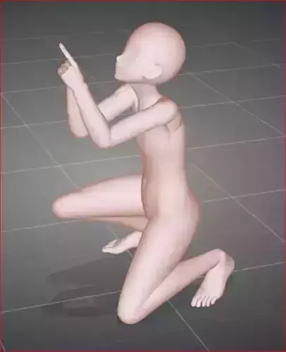 millennium female crouching 3D print model