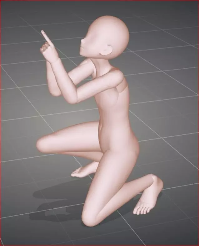 millennium female crouching 3D print model_0