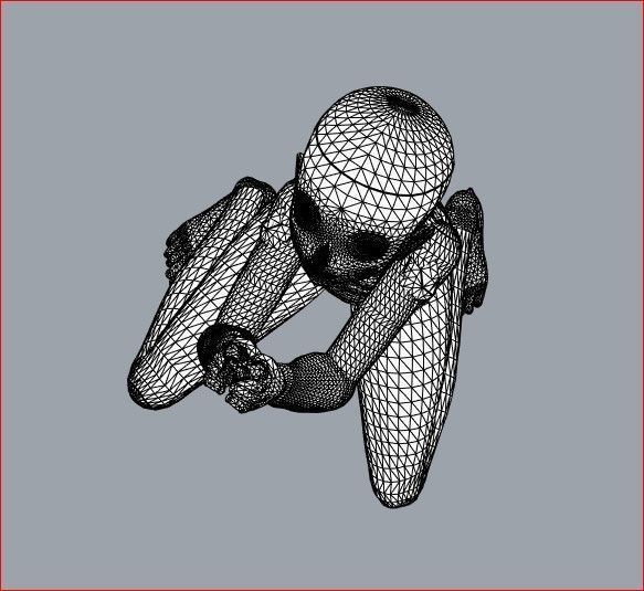 millennium female crouching 3D print model_5