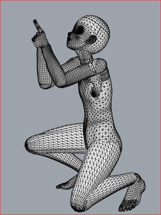 millennium female crouching 3D print model_4