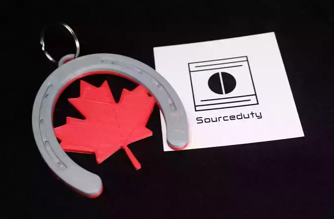 Canadian Maple Horseshoe Keychain Pendant 3D print model