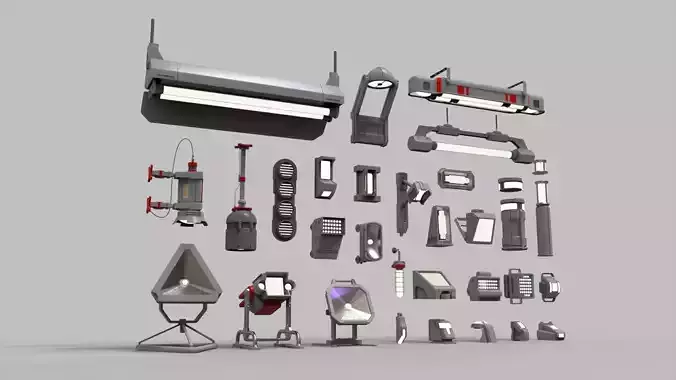 sci fi lighting 9 3D model