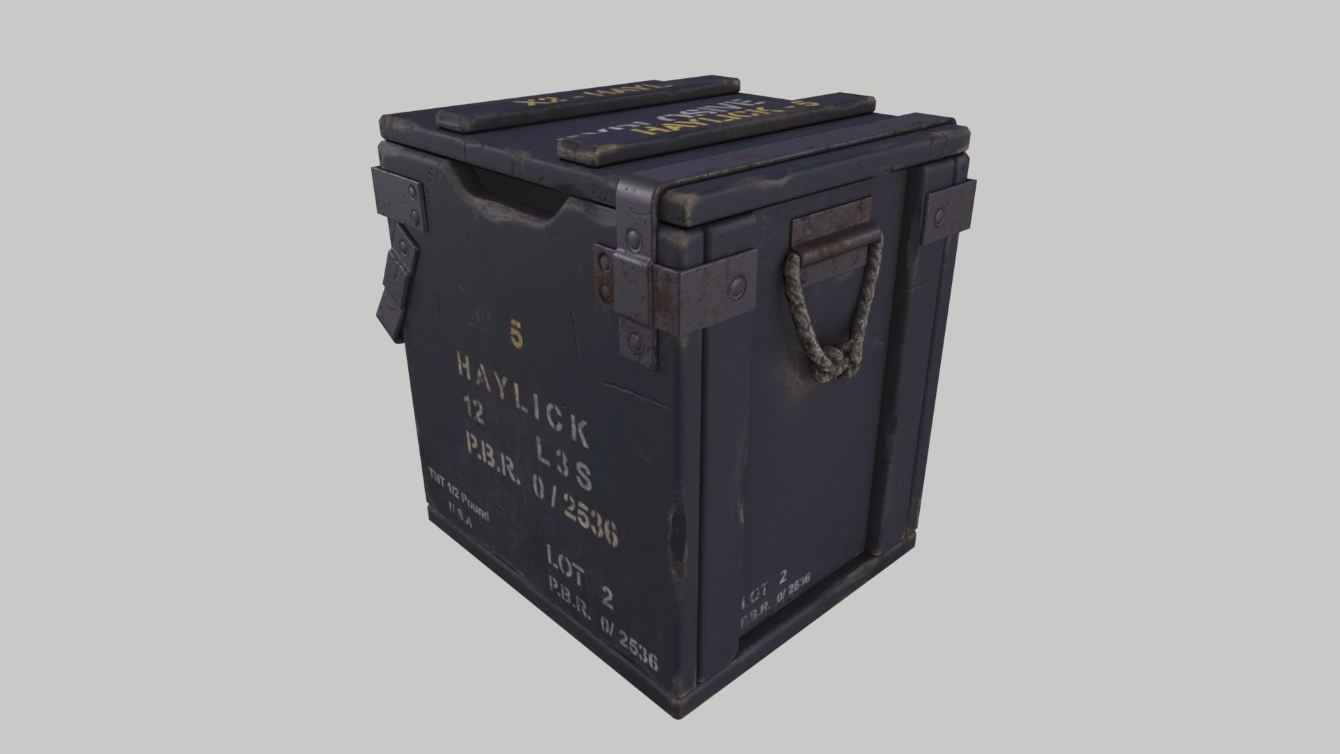 WWII Set of Ammo Boxes Low-poly 3D model_8