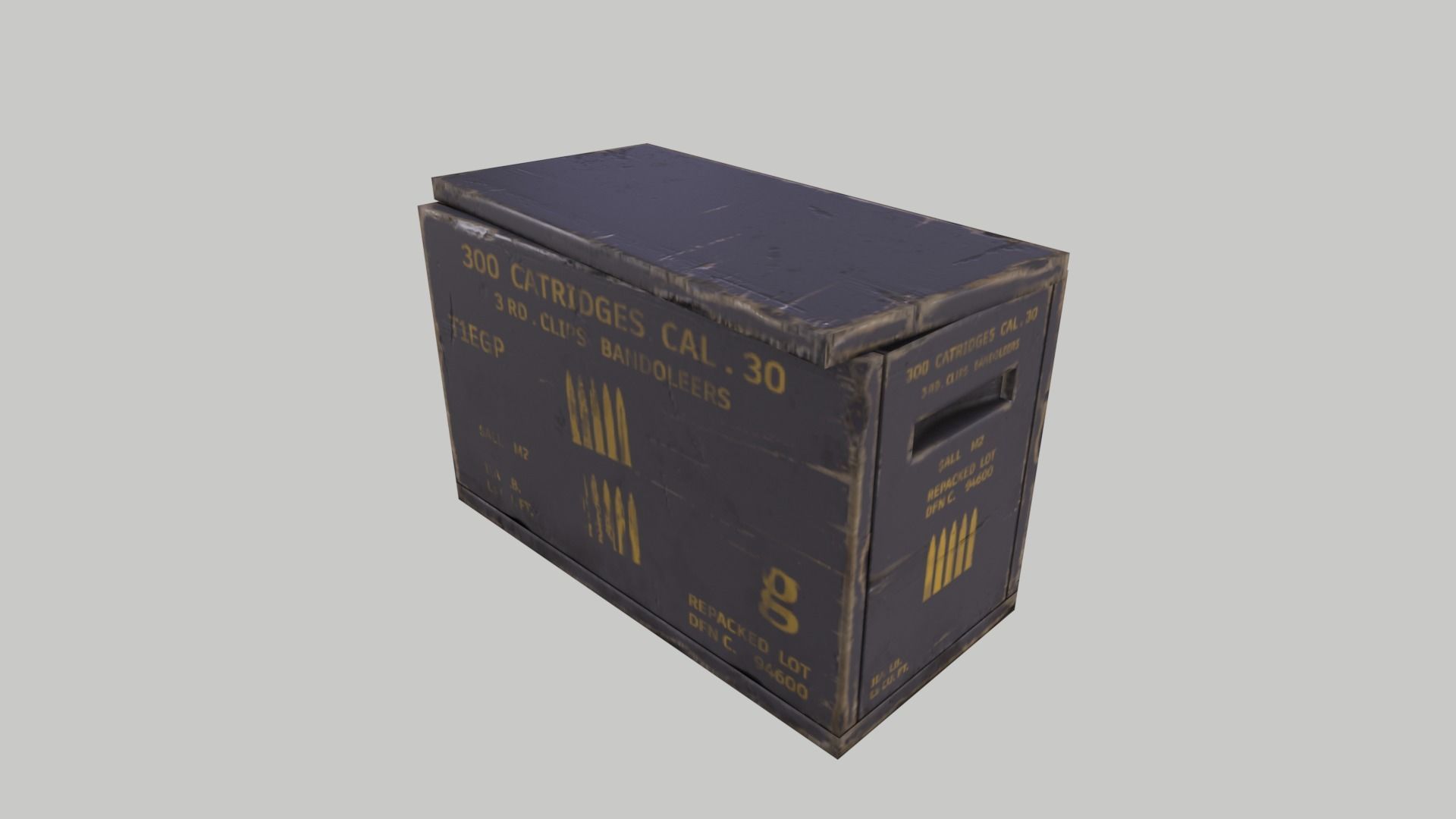 WWII Set of Ammo Boxes Low-poly 3D model_7