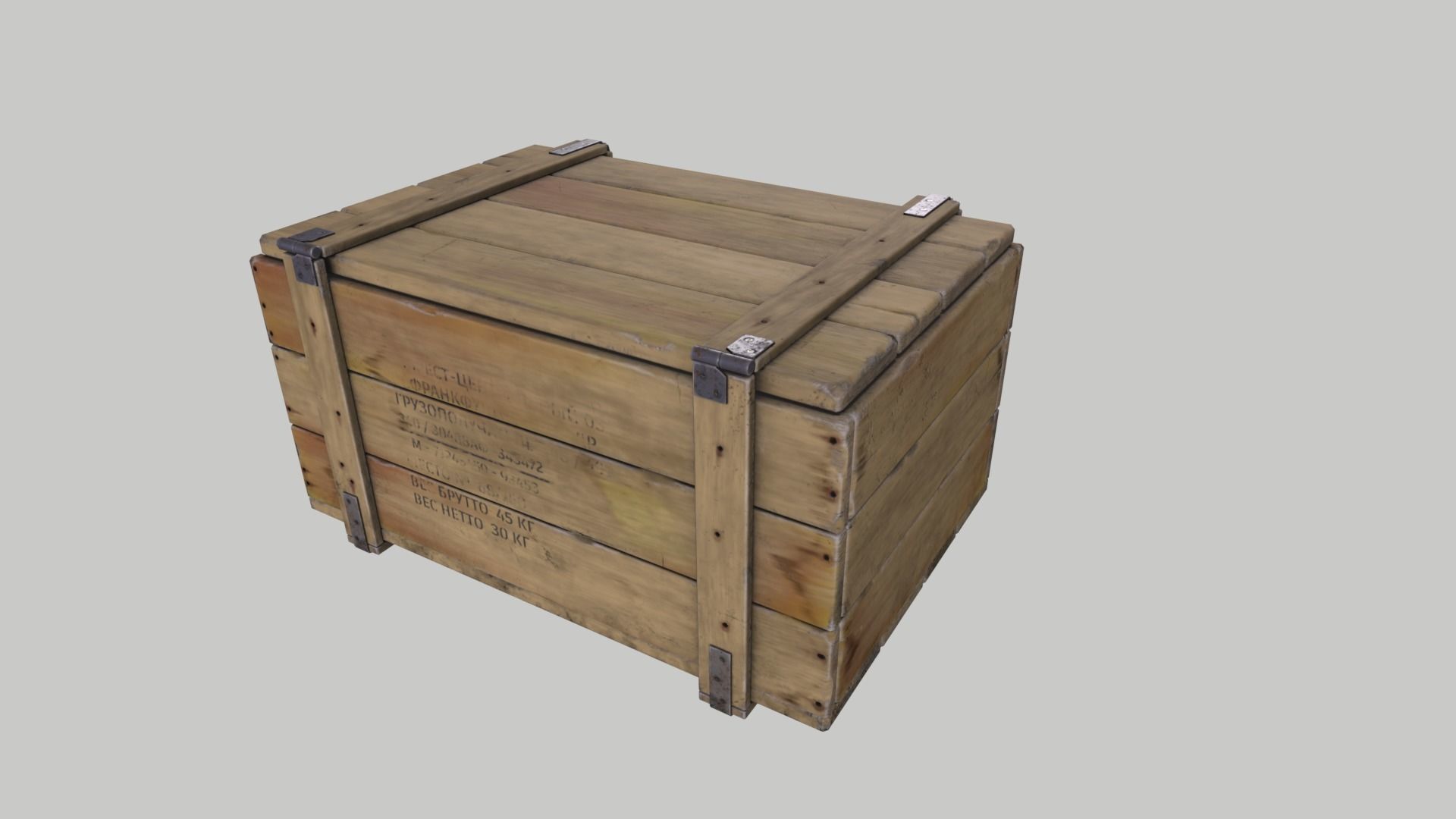 WWII Set of Ammo Boxes Low-poly 3D model_12