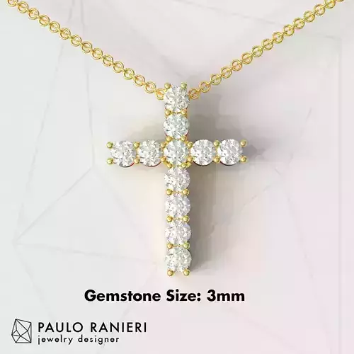 3mm Gemstone Cross Pendant 3D print model