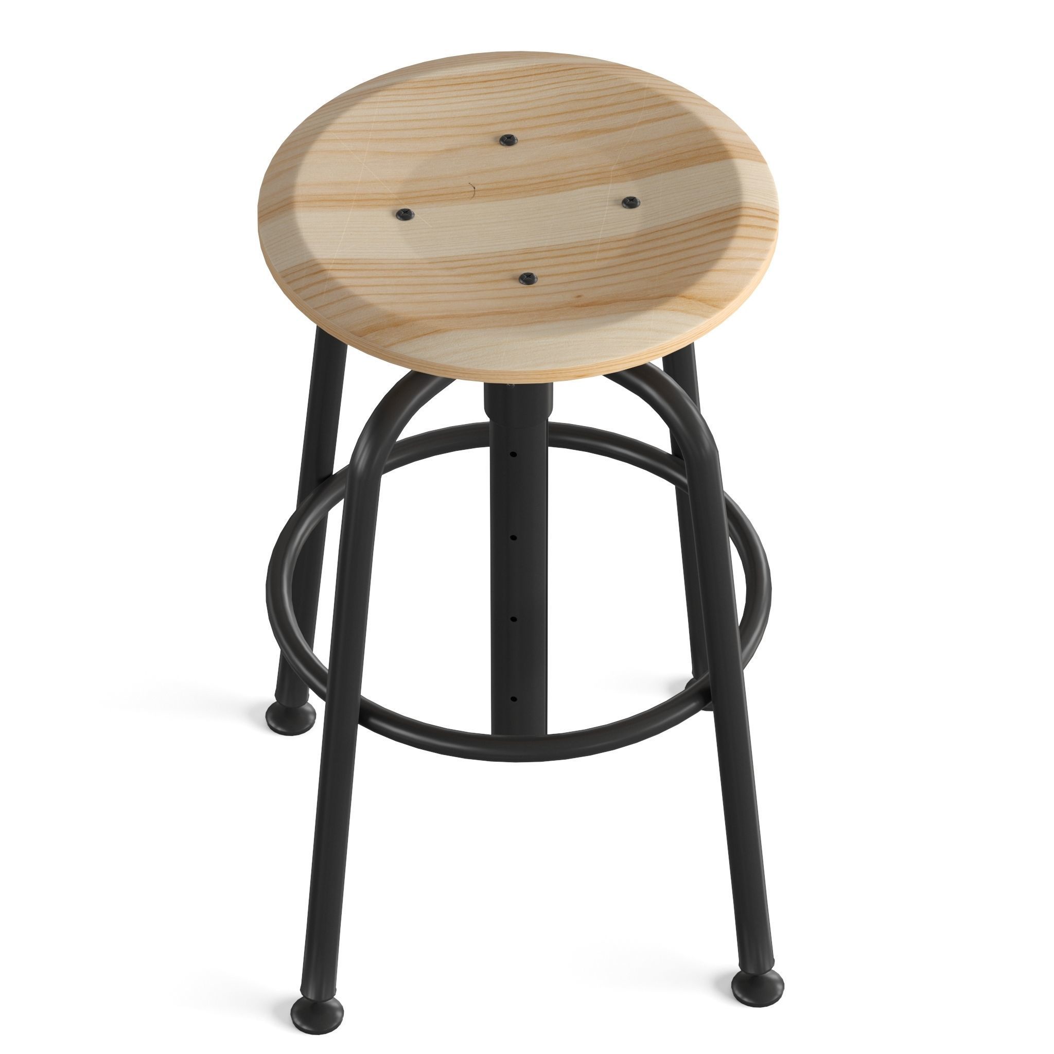 kullaberg-stool stool with wooden seat and metal legs 3D model_5