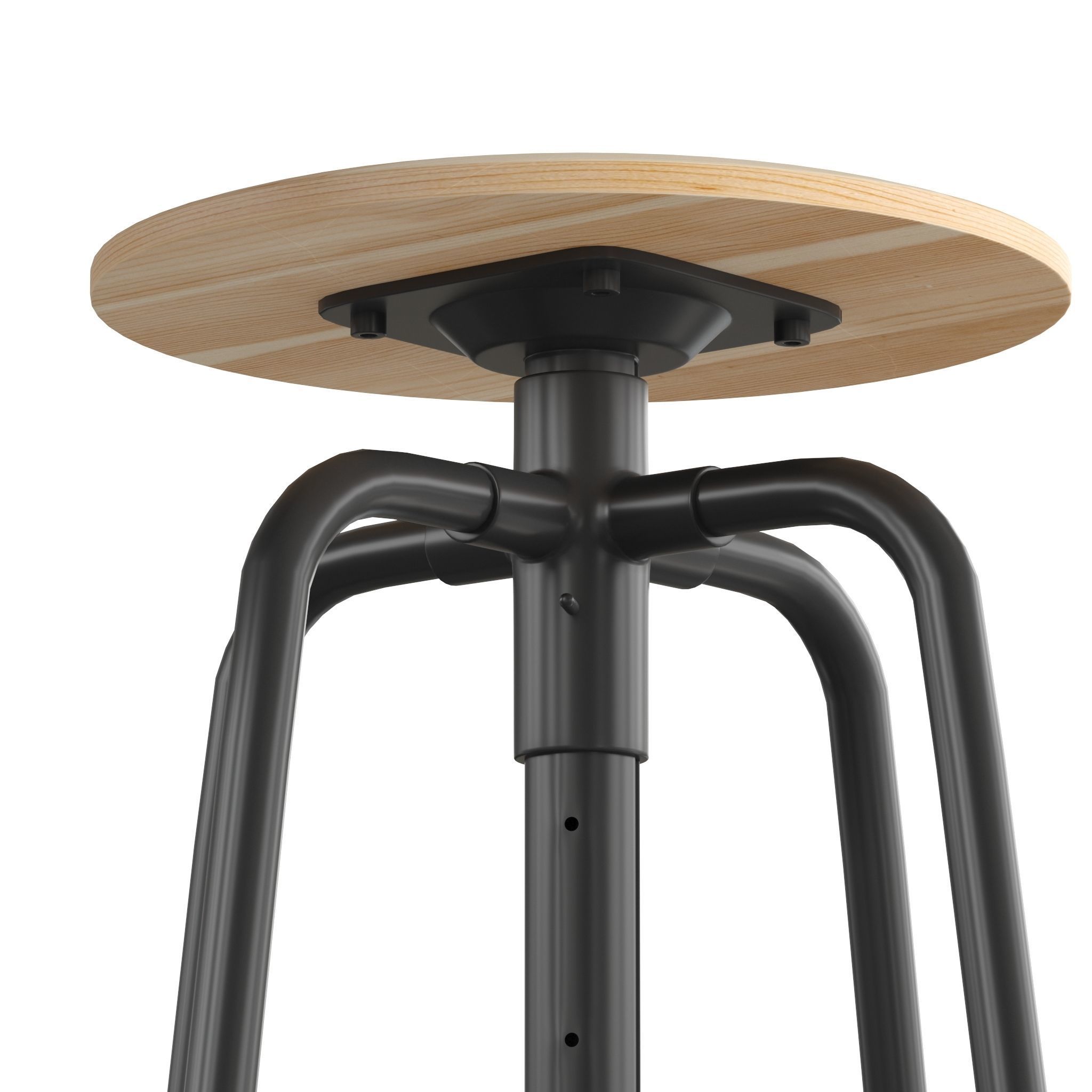 kullaberg-stool stool with wooden seat and metal legs 3D model_4