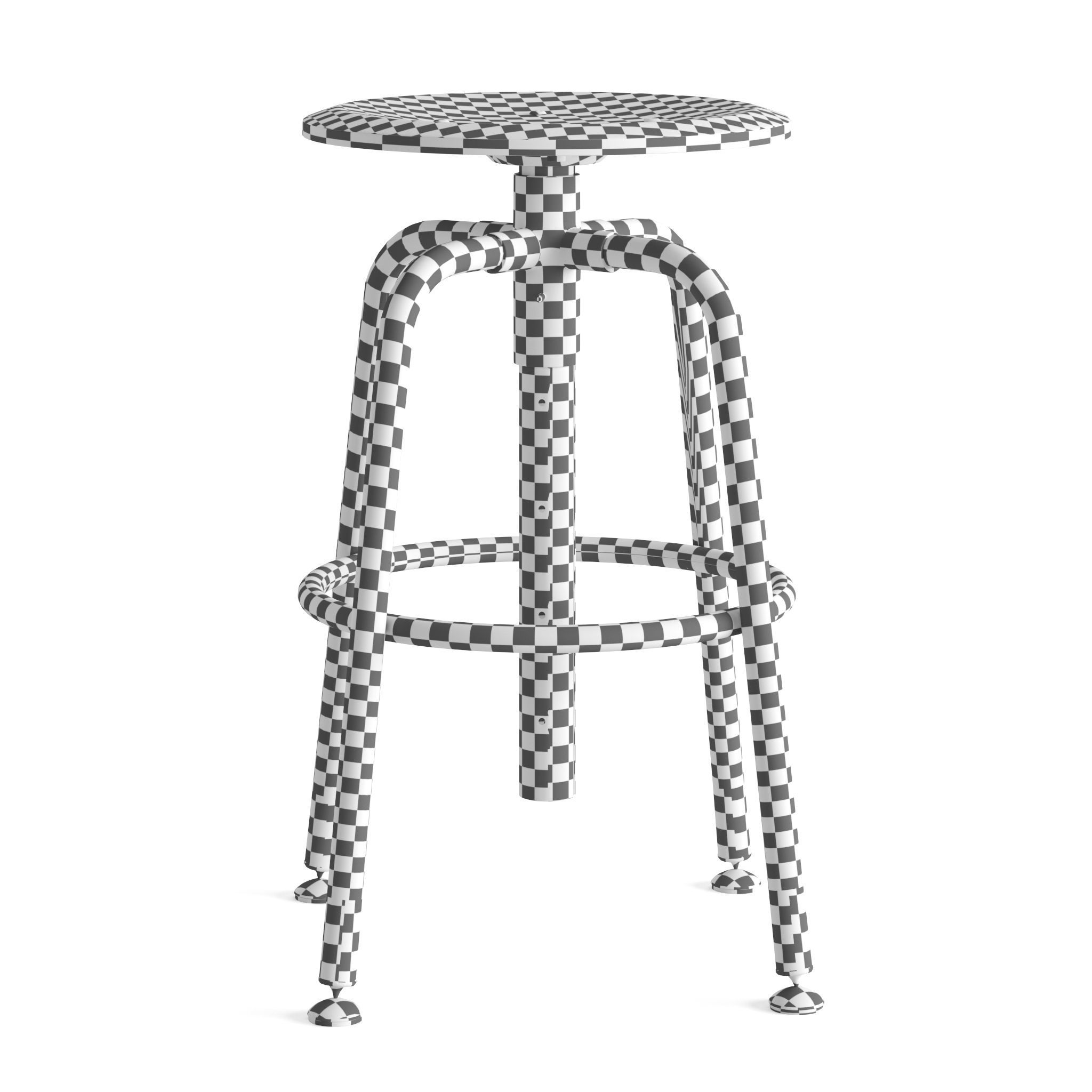kullaberg-stool stool with wooden seat and metal legs 3D model_3