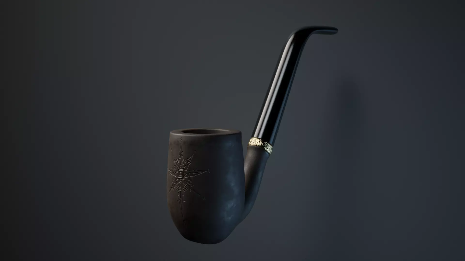 Decorated Tobacco Pipe Low-poly 3D model_0
