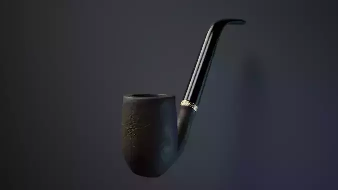 Decorated Tobacco Pipe Low-poly 3D model Decorated Tobacco Pipe Low-poly 3D model