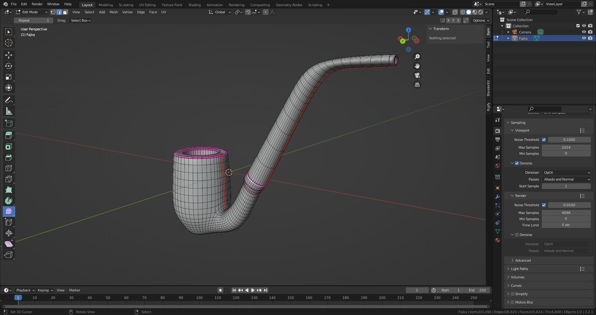 Decorated Tobacco Pipe Low-poly 3D model_3