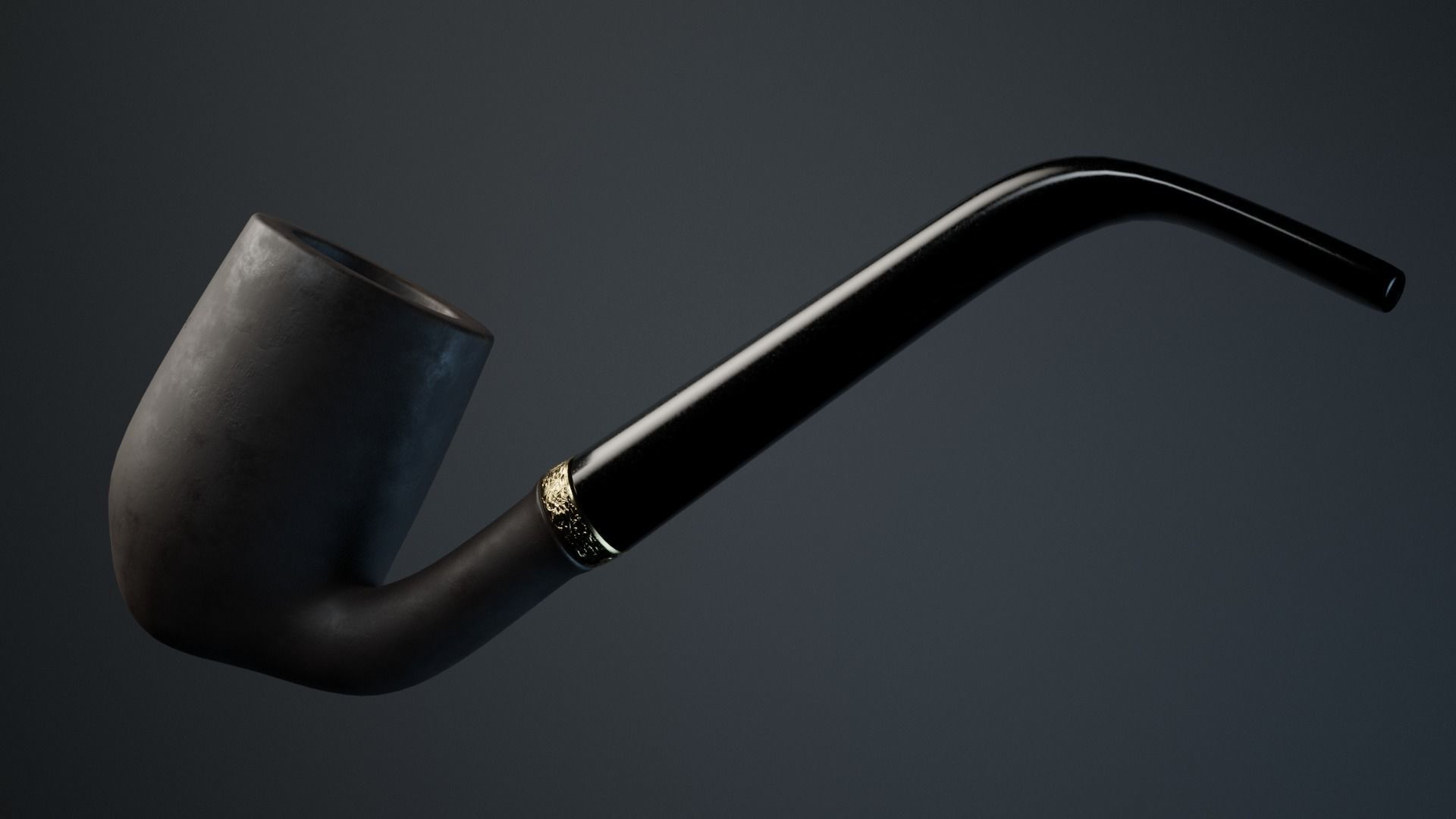 Decorated Tobacco Pipe Low-poly 3D model_1
