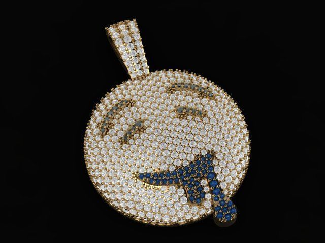 emoji gem pendant 3D print model_7