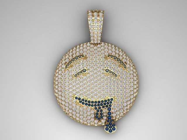 emoji gem pendant 3D print model_1