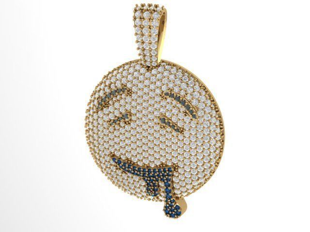 emoji gem pendant 3D print model_2