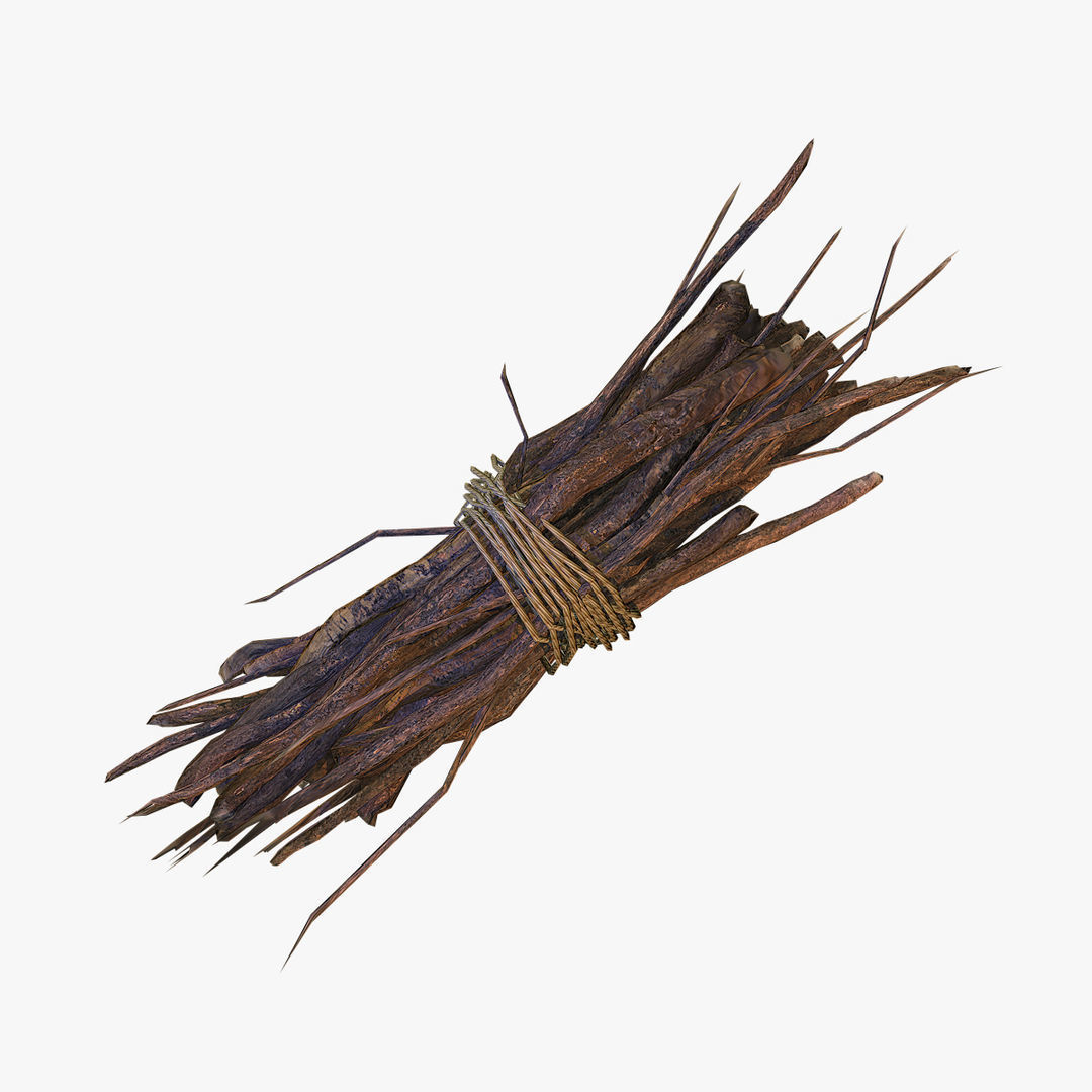 Brushwood bundle of sticks Low-poly 3D model_4