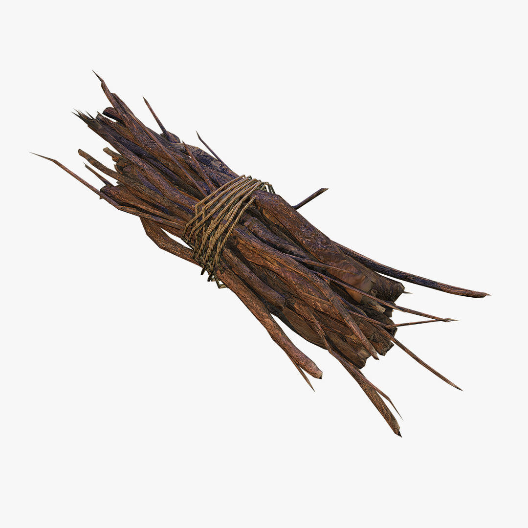 Brushwood bundle of sticks Low-poly 3D model_1