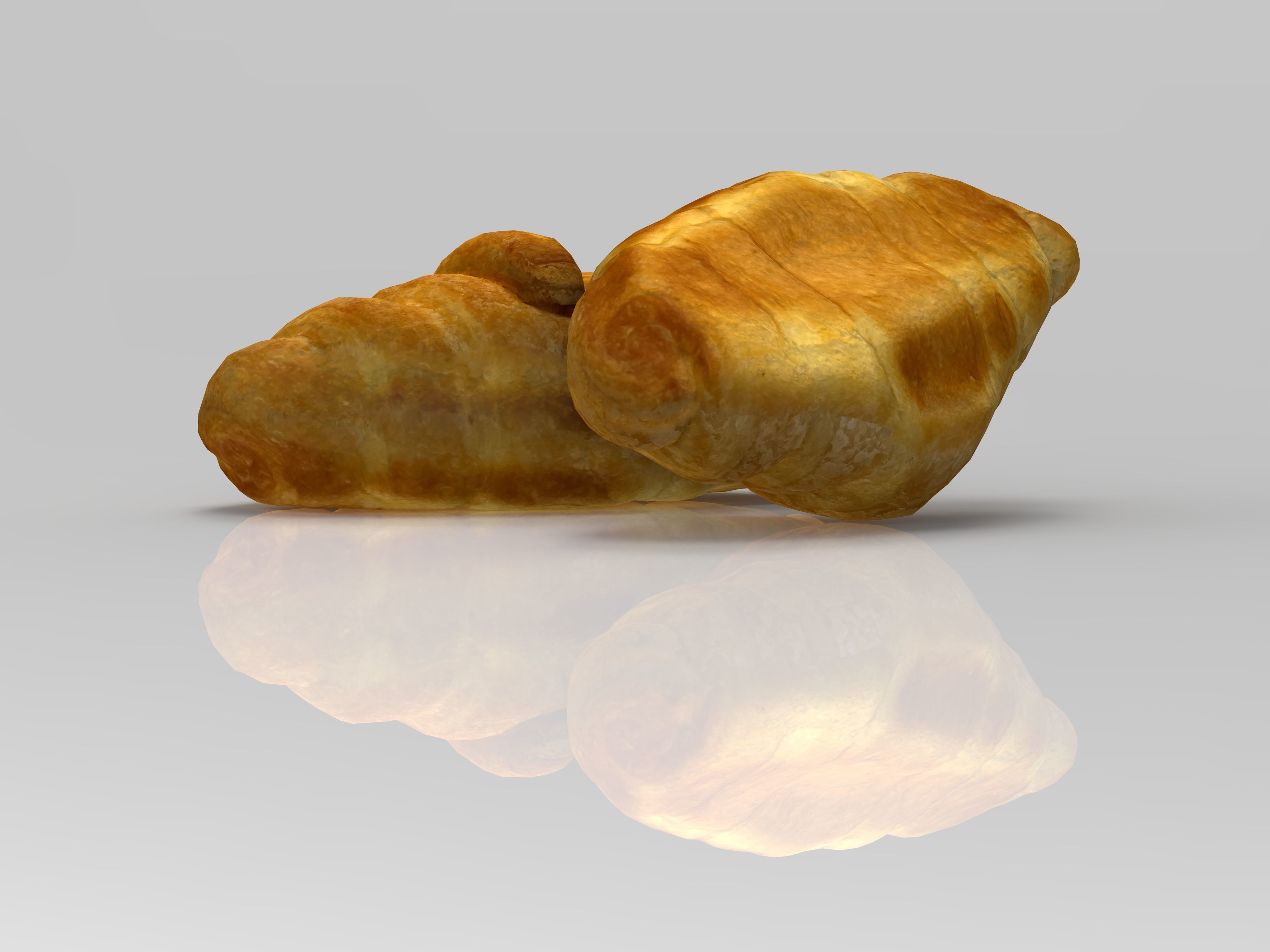 Croissant two croissants Low-poly 3D model_9