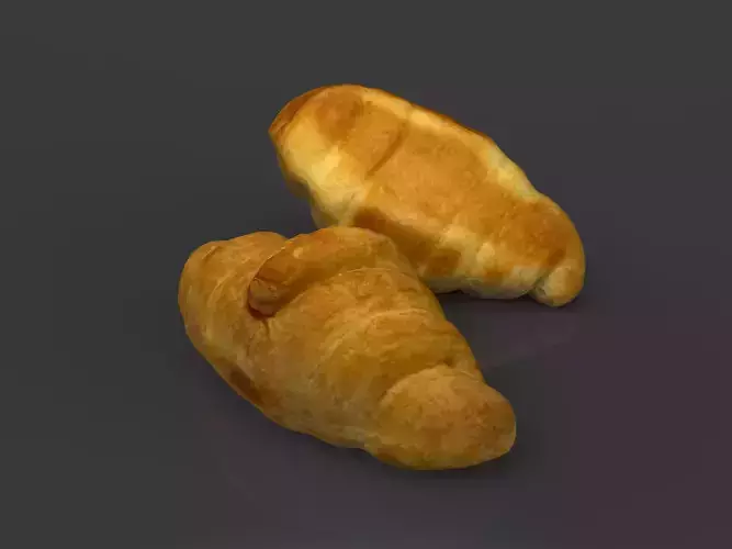 Croissant two croissants Low-poly 3D model