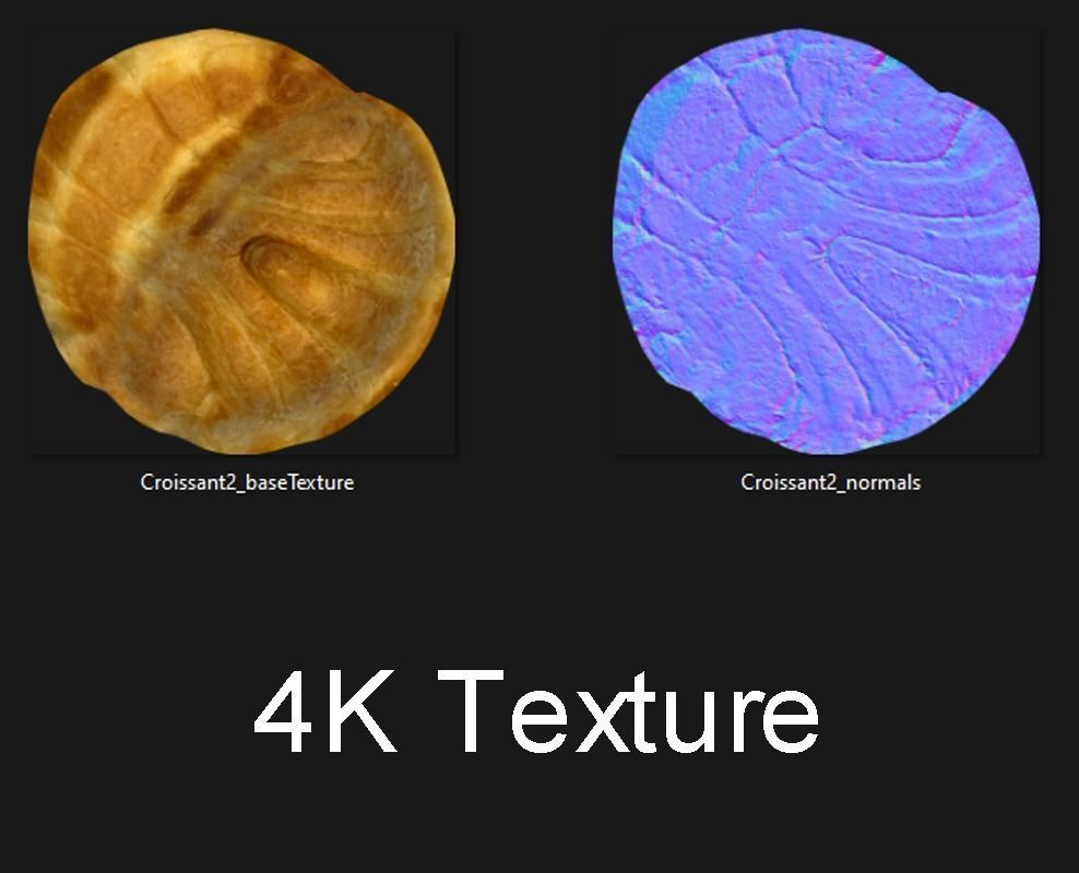 Croissant two croissants Low-poly 3D model_12