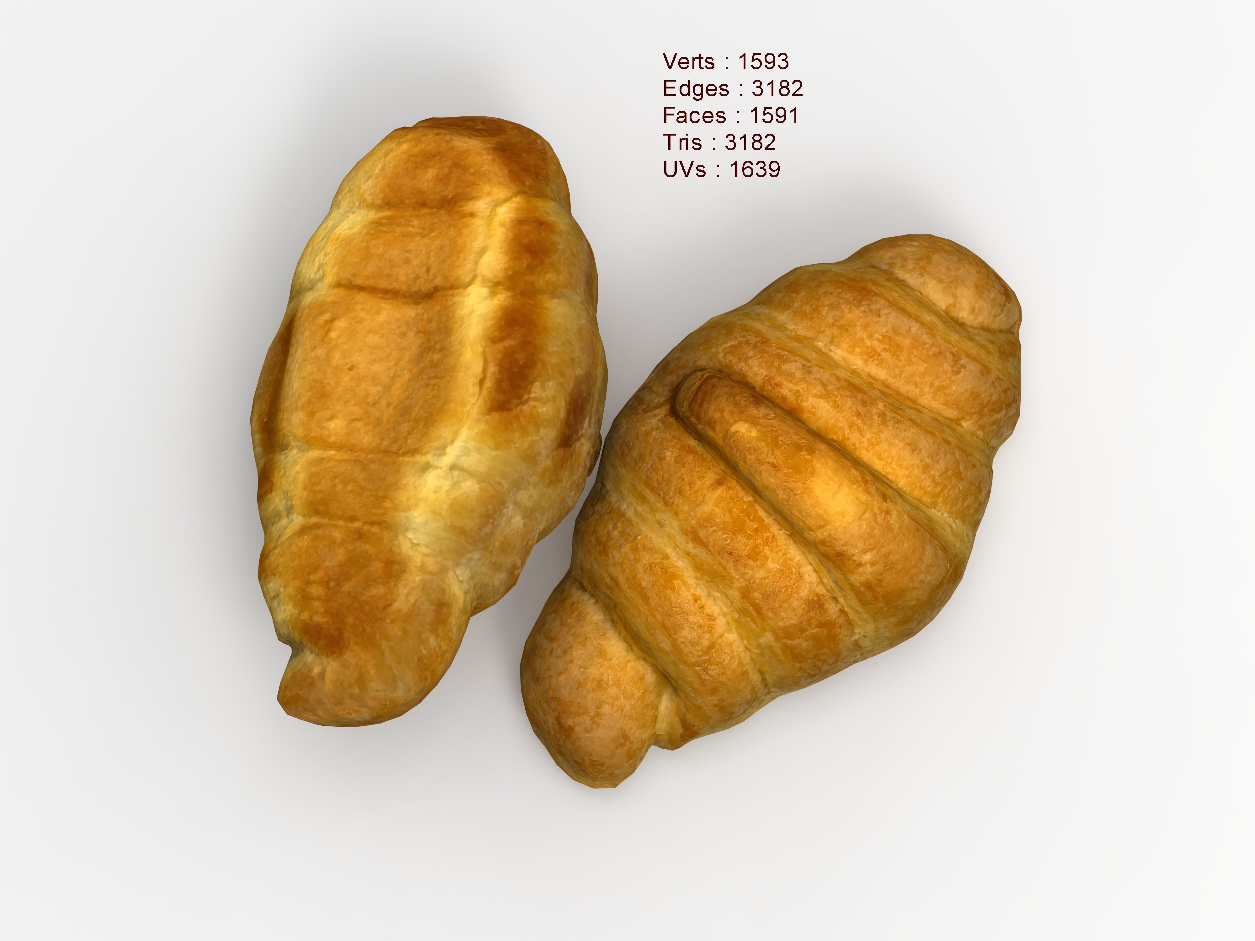 Croissant two croissants Low-poly 3D model_1