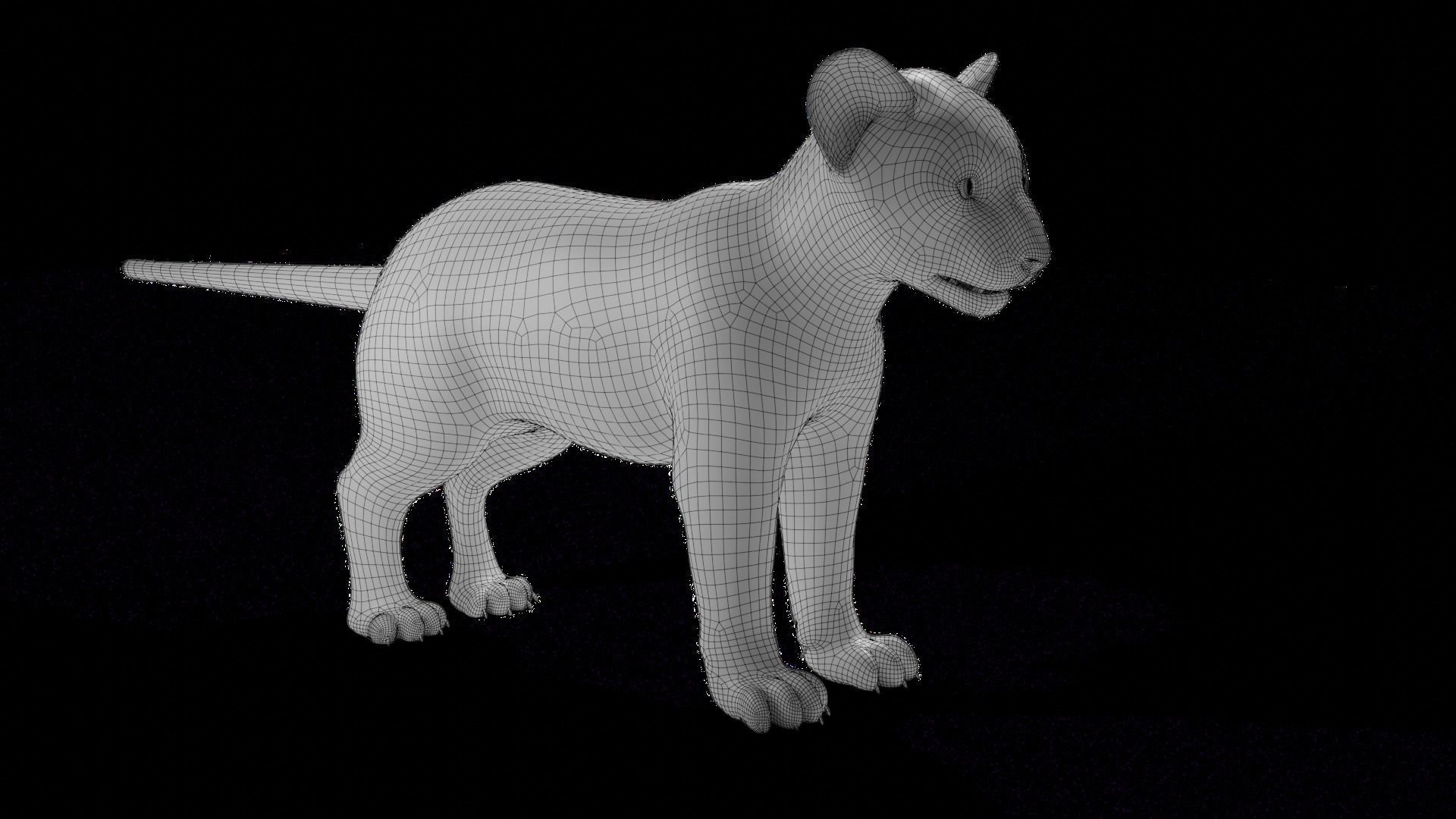 Fur Baby Black Panther Rigged in Blender Low-poly 3D model_17
