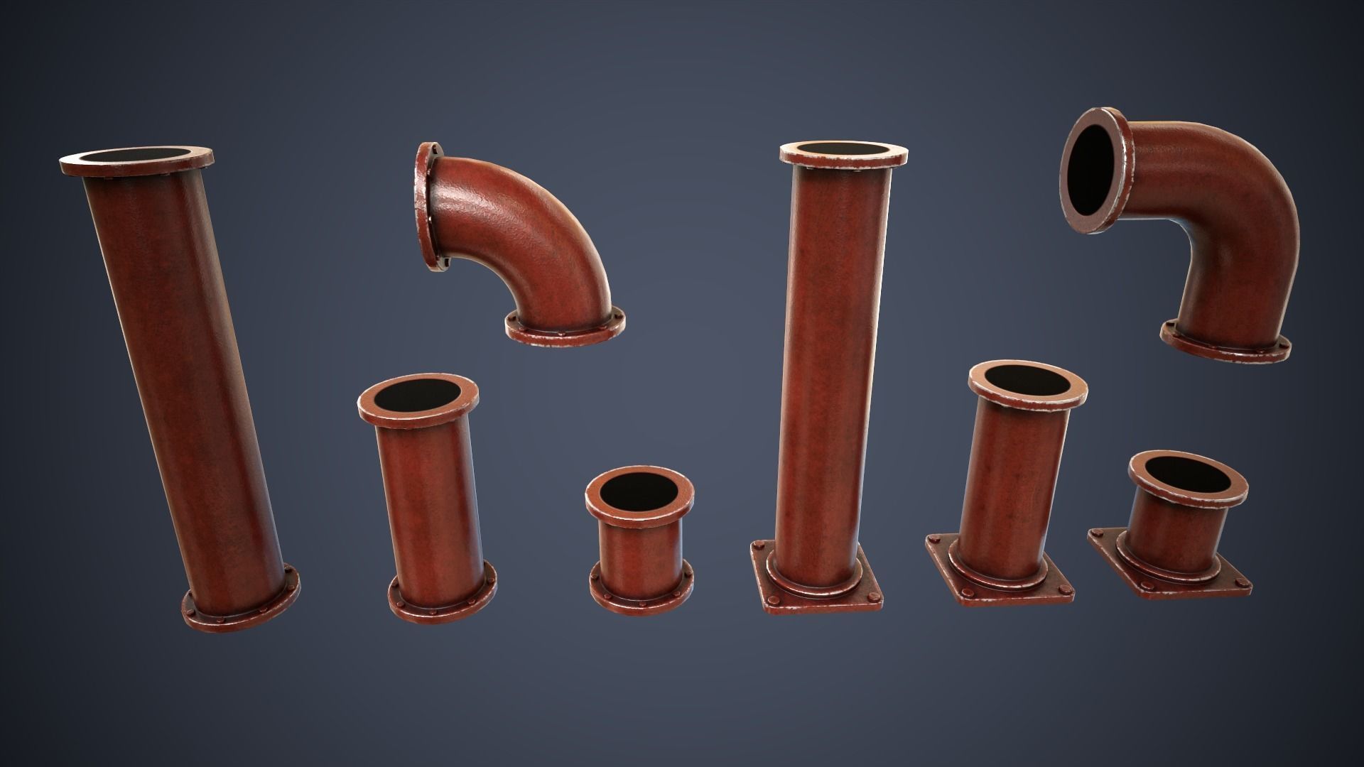 Modular Pipes Low-poly 3D model_4