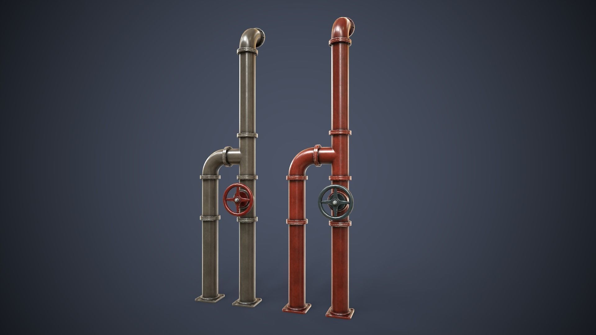 Modular Pipes Low-poly 3D model_14