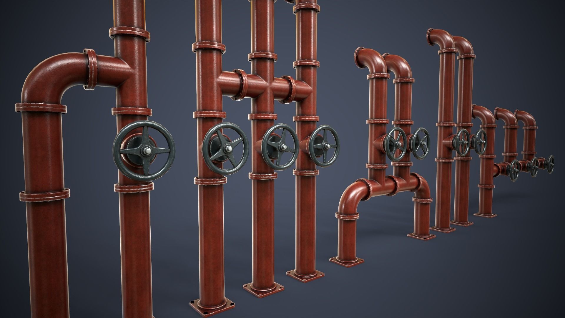 Modular Pipes Low-poly 3D model_8