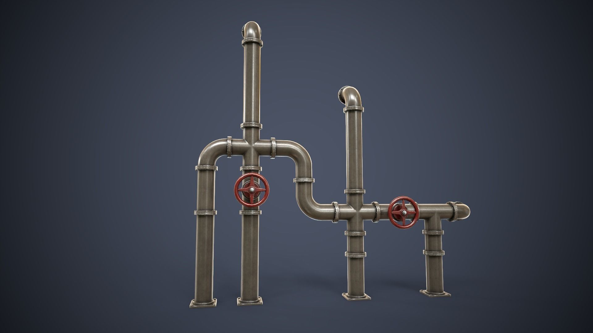 Modular Pipes Low-poly 3D model_11