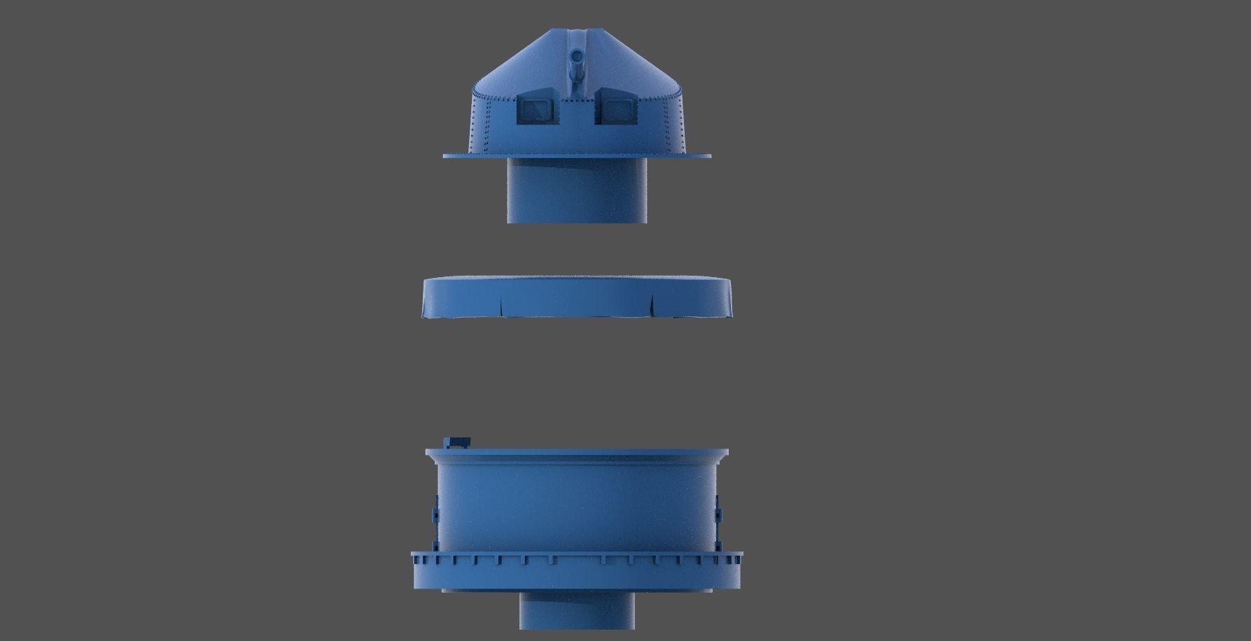 90mm AA WW2 Italian turret - Personal license - 1-200 scale 3D print model_12