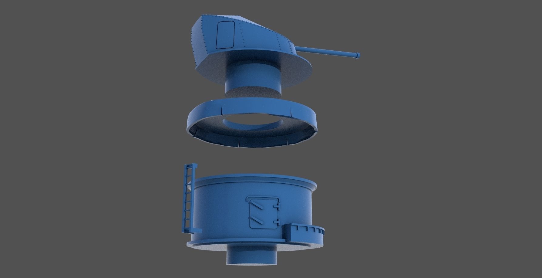 90mm AA WW2 Italian turret - Personal license - 1-200 scale 3D print model_9