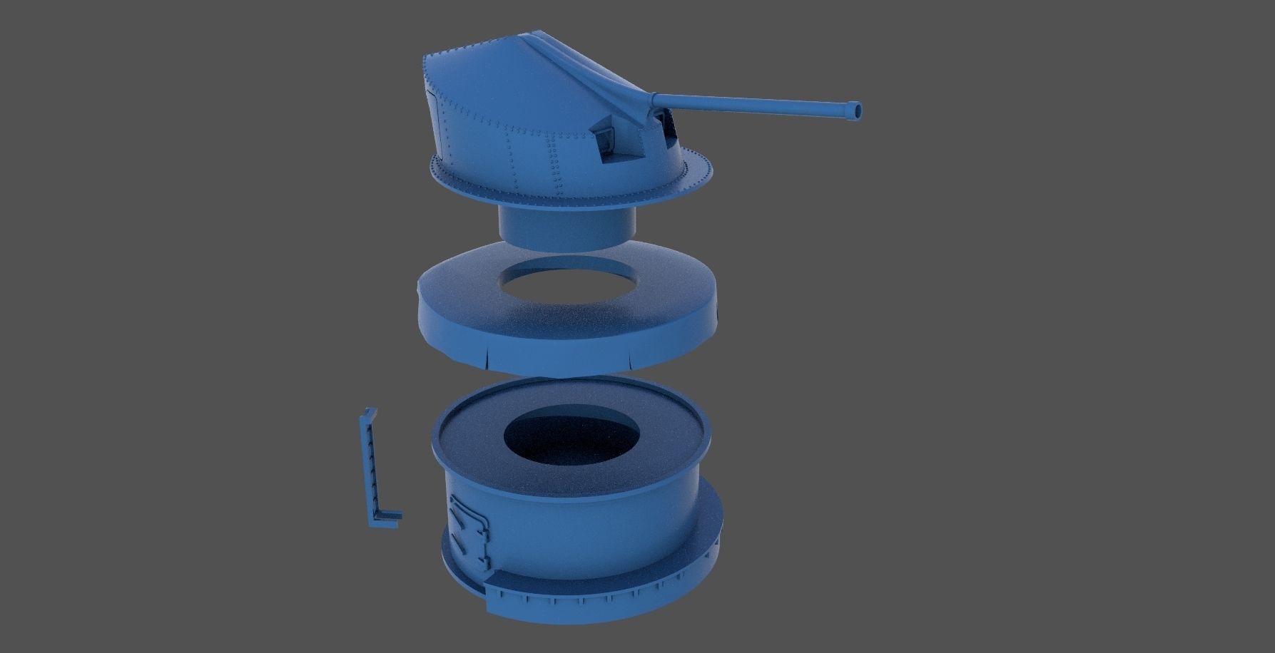 90mm AA WW2 Italian turret - Personal license - 1-200 scale 3D print model_8